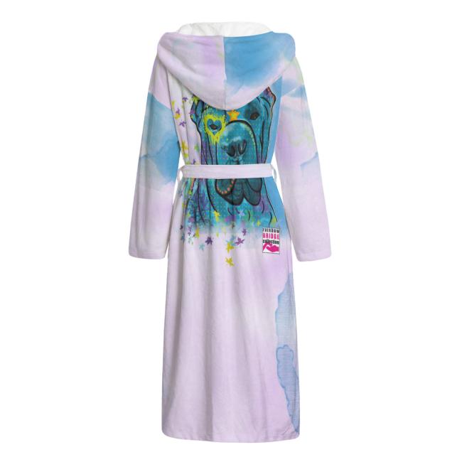 Preview: Bunter Bademantel Itchy aus Flanell – flauschig & farbenfroh, Größen S–2XL